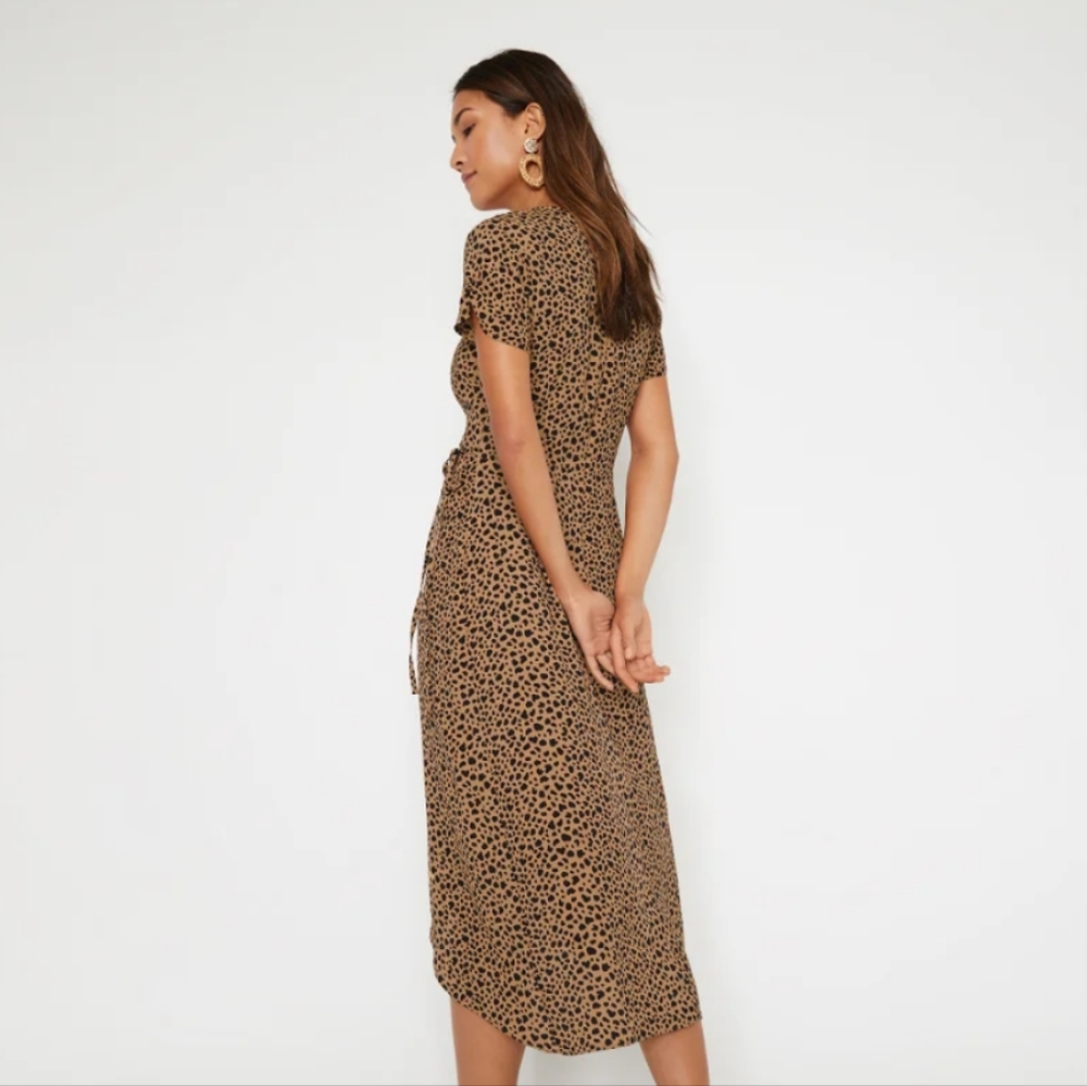 Warehouse- Wrap Leopard Print Dress View 6